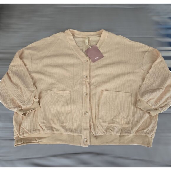 NAP Oversized Small Button-Up Cardigan With Front Pockets & Ribbed Texture - NWT - Picture 5 of 9